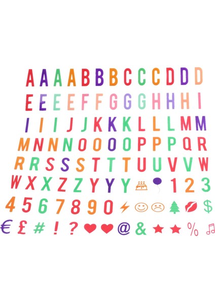 A4 Sinematik Işıklı Tabela Kutusu Sinema LED Harf Lambası Için Harf ve Sembol Paketi (104 Çok Renkli Harfler ve Semboller) (Yurt Dışından)