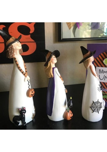 Cadılar Bayramı Cadı Heykelcikleri ve Heykelleri Ev Dekoru Reçine Cadılar Sevimli Heykeli A (Yurt Dışından) fiyatları