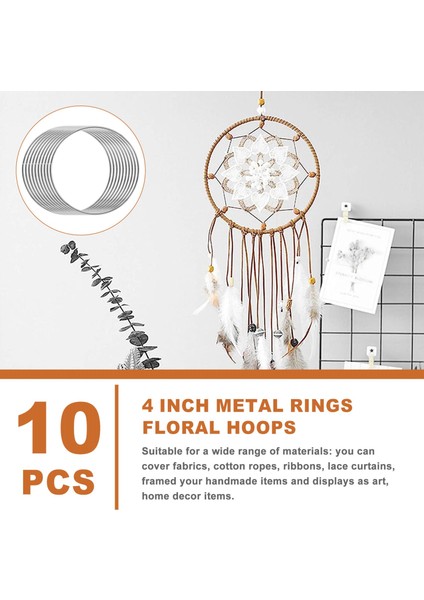 10 Paket 4 Inç Gümüş Dream Catcher Metal Yüzükler Çiçek Çemberler Çelenk Makrome Yaptıkları Yüzük El Sanatları Dıy Için (Yurt Dışından) fırsatları