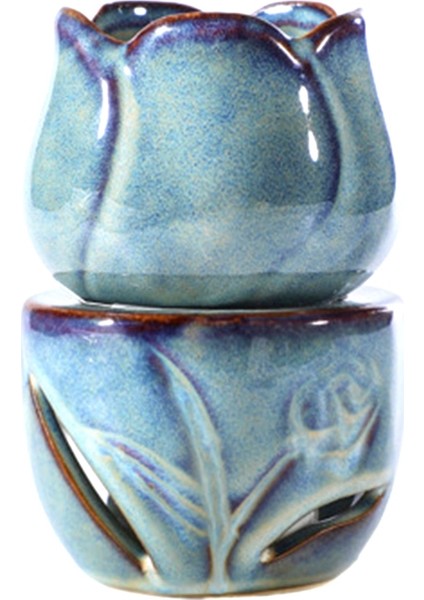 Aromaterapi Fırın Mum Lamba Dekorasyon Yatak Odası Esansiyel Yağı Tütsü Brülör Lale Seramik Mum (Yurt Dışından)