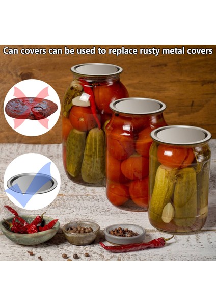 100 Adet Geniş Ağızlı 86 mm Kavanoz Konserve Kapakları, Silikon Contalı Yeniden Kullanılabilir Sızdırmaz Bölünmüş Tip Gümüş Kapaklar Halkalar (Yurt Dışından) fırsatları