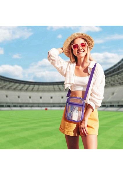 Şeffaf Çanta Stadyum Onaylı, Açık Hava Sporları Için Ayarlanabilir Omuz Askılı Şeffaf Çanta, Mor (Yurt Dışından) modelleri