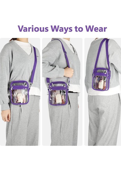 Şeffaf Çanta Stadyum Onaylı, Açık Hava Sporları Için Ayarlanabilir Omuz Askılı Şeffaf Çanta, Mor (Yurt Dışından) indirimleri