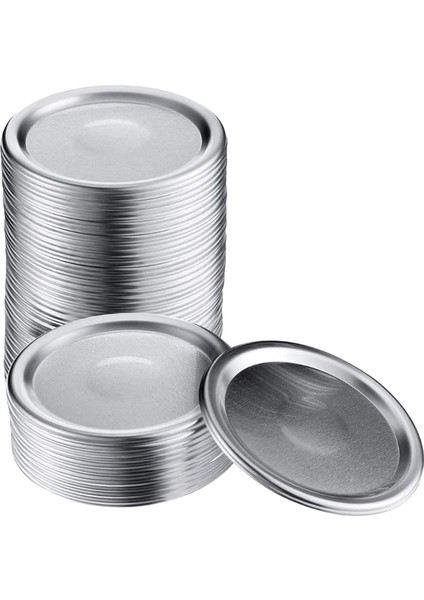 50 Adet Geniş Ağızlı 86 mm Kavanoz Konserve Kapakları, Silikon Contalı Yeniden Kullanılabilir Sızdırmaz Bölünmüş Tip Gümüş Kapaklar Halkalar (Yurt Dışından)
