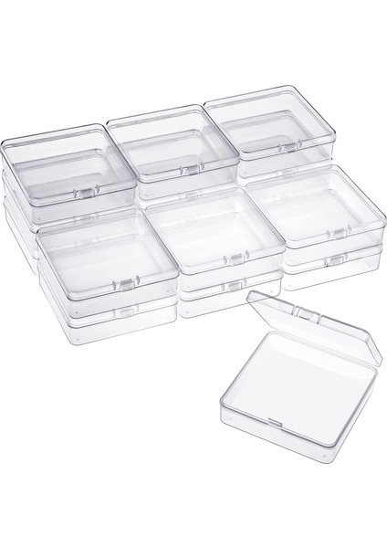 16 Paket Küçük Kaplar Şeffaf Plastik Kutular Küçük Eşyalar, Takı, El Sanatları Için Menteşeli Kapaklı Boncuk Depolama Organizatörleri (Yurt Dışından)