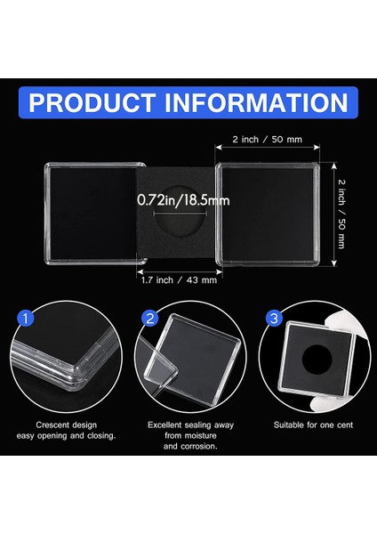 20 Adet Gümüş Dolar Madeni Para Tutucu, 2 x 2 Yarım Dolar Madeni Para Tutucu Madeni Para Kapsülü Madeni Para Çıtçıtlı Plastik Madeni Para Tutucu, 18,5 mm (Yurt Dışından) fiyatları