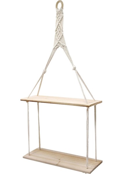 1 Adet Duvar Rafı Boho Bitki Askılı Raf Şık Dekor 2 Katlı Pamuklu Halat Yüzen Raflar Makrome Yatak Odası Oturma Odası Için (Yurt Dışından)