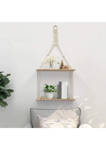 1 Adet Duvar Rafı Boho Bitki Askılı Raf Şık Dekor 2 Katlı Pamuklu Halat Yüzen Raflar Makrome Yatak Odası Oturma Odası Için (Yurt Dışından) fiyatları