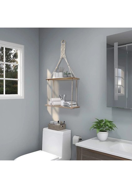 1 Adet Duvar Rafı Boho Bitki Askılı Raf Şık Dekor 2 Katlı Pamuklu Halat Yüzen Raflar Makrome Yatak Odası Oturma Odası Için (Yurt Dışından) modelleri