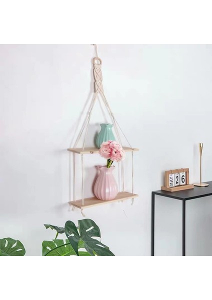 1 Adet Duvar Rafı Boho Bitki Askılı Raf Şık Dekor 2 Katlı Pamuklu Halat Yüzen Raflar Makrome Yatak Odası Oturma Odası Için (Yurt Dışından) fırsatları