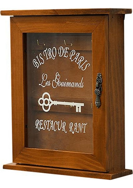 Ahşap Anahtar Kutusu, Retro, Duvar, Manyetik Kapılı Anahtar Dolabı, 6 Kancalı Dayanıklı Masif Ahşap Depolama-A (Yurt Dışından)