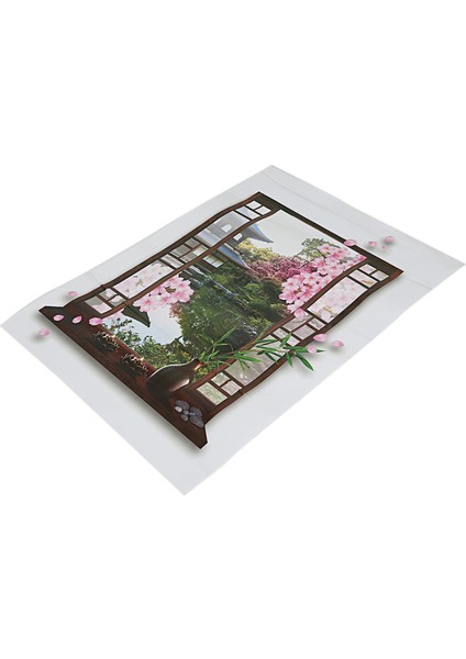 3D Pencere Sakura Şeftali Çiçeği Çiçek Sanat Duvar Sticker Çıkarılabilir Çıkartması Duvar (Yurt Dışından) indirimleri