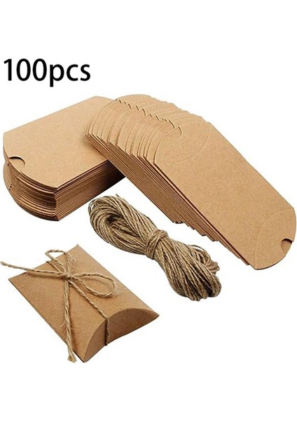 100 Adet Kraft Kağıt Yastık Kutuları, Ipli Şeker Kutuları, Noel ve Cadılar Bayramı Düğün Hediye Paketleme Kutuları (Yurt Dışından) fiyatları