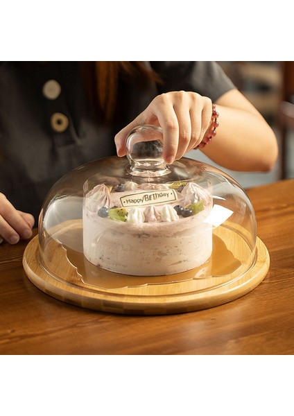 Sağ Açı Ahşap Kek Vitrin Rafı Kek Tutucu Kubbe Kapak Çay Partisi Kek Servis Tabağı Peynir Ekran Cam Kubbe (Yurt Dışından) indirimleri