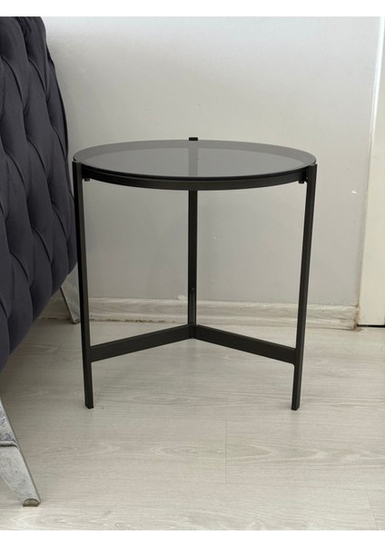 Metal Camlı Yan Sehpa Siyah - Füme modelleri