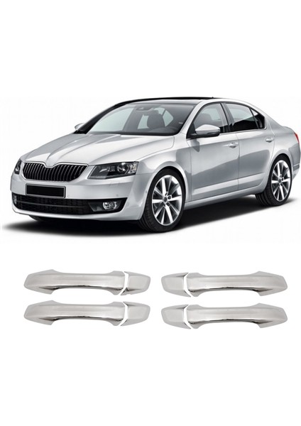 Skoda Octavia A7 Uyumlu 2013-2019 Krom Kapı Kolu 4 Kapı Paslanmaz Çelik
