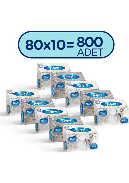 El ve Yüz Havlusu Kutulu Mermer Desen 10*80 Yaprak
