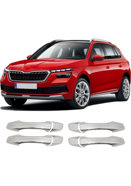 Skoda Kamiq Uyumlu 2020 ve Üzeri Krom Kapı Kolu 4 Kapı Deliksiz Paslanmaz Çelik