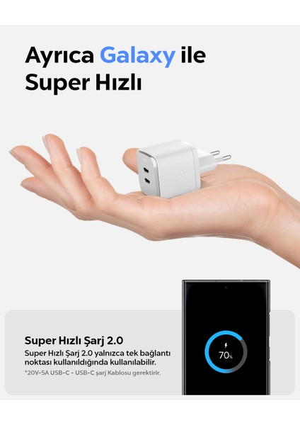 45W USB-C 2 Port Mini Hızlı Şarj Aleti PPS 2.0 Desteği / Isı Düşürücü GaN III Destekli Akım Korumalı Güç Adaptörü iPhone & Android & iPad & MacBook Type-C PE2203 White - ACH05155 fırsatları