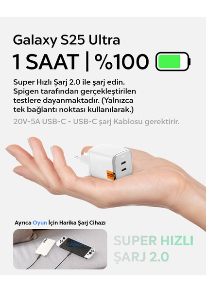 65W Usb-C 2 Port Mini Hızlı Şarj Aleti Samsung Pps 2.0 / Isı Düşürücü Gan Destekli Akım Korumalı Güç Adaptörü iPhone & Android & iPad & MacBook Type-C PE2204 Black - ACH05163