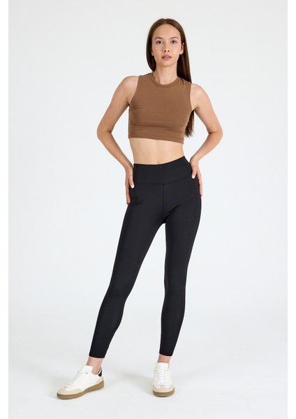 Siyah Yüksek Bel Dikiş Detaylı Tayt 2003 fiyatları