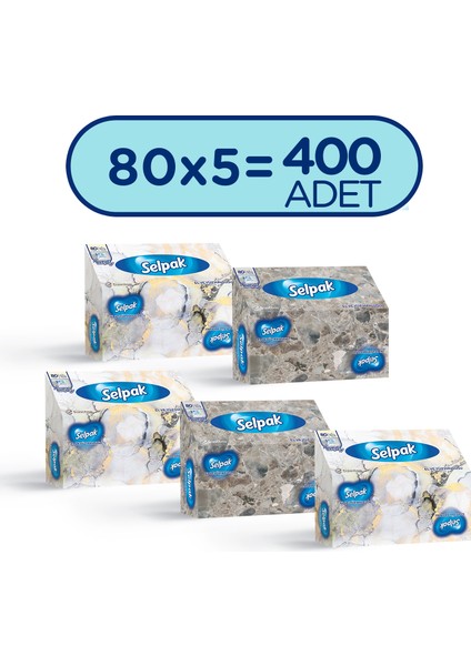 El ve Yüz Havlusu Kutulu Mermer Desen 5*80 Yaprak
