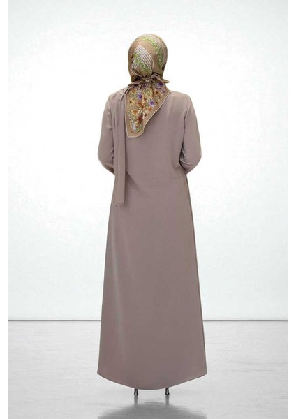 Tek Omuz Gold Toka Detaylı Tunik Pantolon Takım 8698 Vizon