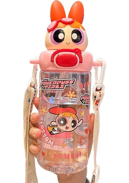 Karikatür Çocuk Su Isıtıcısı Çapraz Tritan Yüksek Sıcaklığa Dayanıklı Saman Bardak ile Geçebilir (Yurt Dışından)