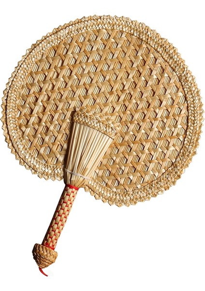 El Dokuma Dokuma Hasır El Yelpazesi Eski Yaz Doğal El Yelpazesi Çevre Dostu El Dokuma Yelpaze Dekoratif Yuvarlak Yelpaze (Yurt Dışından)
