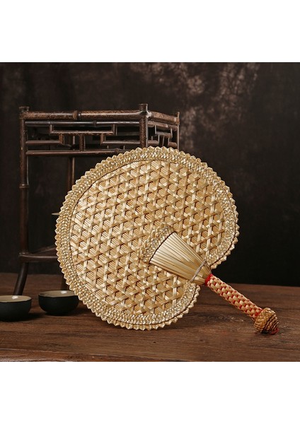 El Dokuma Dokuma Hasır El Yelpazesi Eski Yaz Doğal El Yelpazesi Çevre Dostu El Dokuma Yelpaze Dekoratif Yuvarlak Yelpaze (Yurt Dışından) modelleri