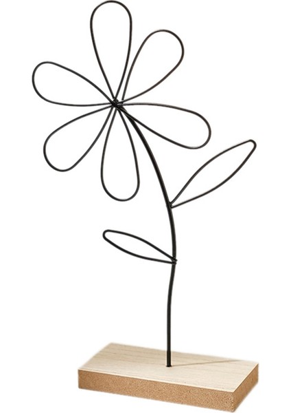 Metal Çiçek Dekoratif Stand Çiçek Metal Siyah Ahşap Taban Ev Dekorasyonu (Yurt Dışından) fiyatları