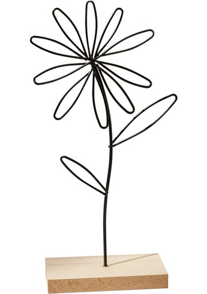 Metal Çiçek Dekoratif Stand Çiçek Metal Siyah Ahşap Taban Ev Dekorasyonu (Yurt Dışından) modelleri