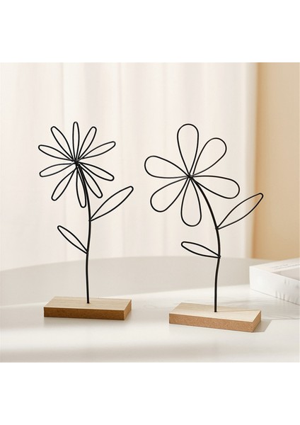 Metal Çiçek Dekoratif Stand Çiçek Metal Siyah Ahşap Taban Ev Dekorasyonu (Yurt Dışından) fırsatları