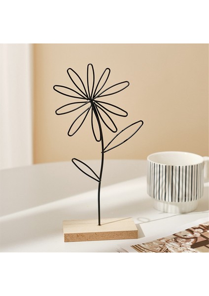 Metal Çiçek Dekoratif Stand Çiçek Metal Siyah Ahşap Taban Ev Dekorasyonu (Yurt Dışından) indirimleri