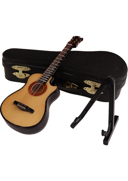 B-Ahşap Minyatür Gitar Standı ve Kılıfı Mini Müzik Aleti Minyatür Bebek Evi Modeli Ev Dekorasyonu (Yurt Dışından)