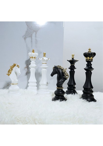 Satranç Reçine Dekor Süs Ofis Figürleri Kraliçe Şövalye Heykeli Koleksiyonu Nesne Heykel Modelleri Satranç Taşları A (Yurt Dışından) fiyatları