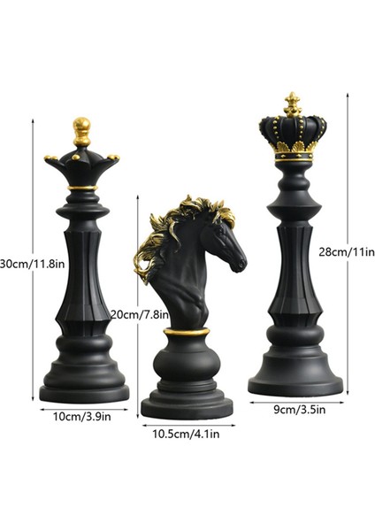 Satranç Reçine Dekor Süs Ofis Figürleri Kraliçe Şövalye Heykeli Koleksiyonu Nesne Heykel Modelleri Satranç Taşları A (Yurt Dışından) modelleri