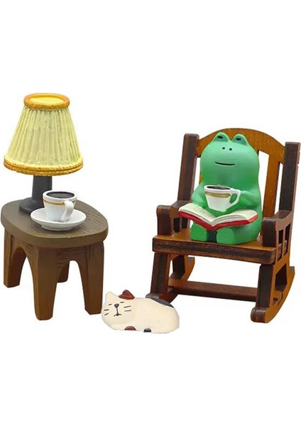 Karikatür Kurbağa Sallanan Sandalye Masa Lambası Süsü Minyatür Figürler Sevimli Süsler Ofis Masaüstü El Sanatları Ev Dekorasyonu (Yurt Dışından)