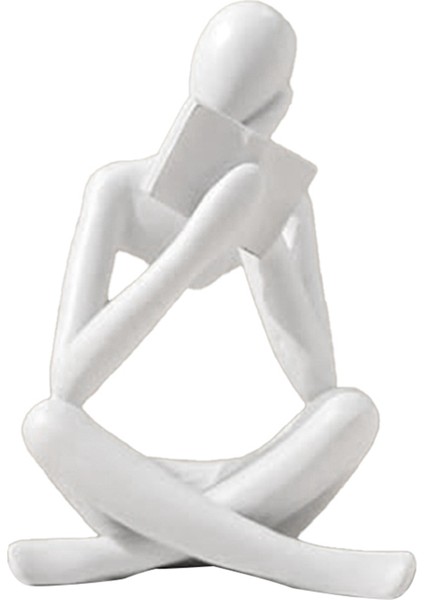 Düşünürler Heykelleri, Beyaz Düşünürler Reçine Heykeli Okuma Süsü, Düşünürler Heykel Dekorasyonu, Modern Kitap Dekoru A (Yurt Dışından)