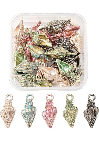 25 Adet Alaşımlı Metal Emaye Kolye Deniz Kabuğu Okyanus Takıları Toplu Olarak Mücevher Yapımı ve El Sanatları Için (Yurt Dışından)