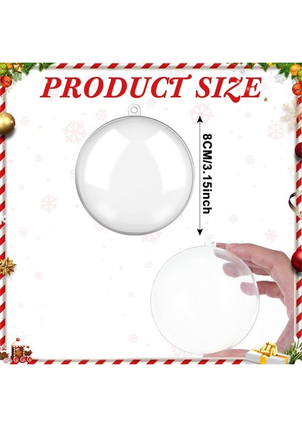 20 Adet Noel Doldurulabilir Süsler Topu Şeffaf Plastik Süsler Dıy El Sanatları Şeffaf Top Noel Partisi Için 3.15 Inç (Yurt Dışından) modelleri