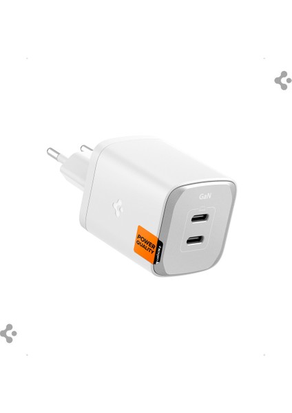 65W USB-C 2 Port Mini Hızlı Şarj Aleti PPS 2.0 Desteği / Isı Düşürücü GaN III Destekli Akım Korumalı Güç Adaptörü iPhone & Android & iPad & MacBook Type-C PE2204 White - ACH05164