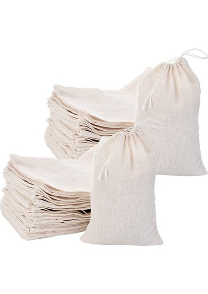 50 Paket Pamuk Muslin Çanta Çok Amaçlı Ipli Çanta Çay Takı Düğün Parti Şekeri Depolama (4x6 Inç) (Yurt Dışından)