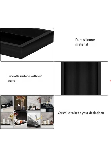 Tezgah ve Makyaj Tepsisi 8X4INCH Silikon Sabunluk Tepsisi, Sabun Şişeleri Için Lavabo Tepsisi, Anahtar Biblo Yüzük Tepsisi Siyah (Yurt Dışından) modelleri