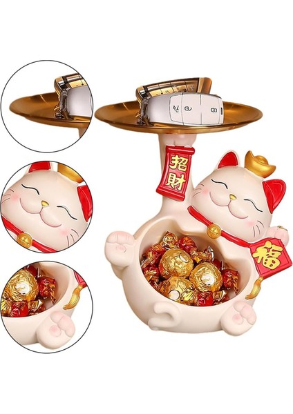 Fortune Kedi Heykeli, Creatives Sevimli Fortune Kedi Tepsisi, Reçine Fortune Kedi Heykeli ve Tabak, Fortune Kedi Anahtar Saklama Tepsisi A (Yurt Dışından) fırsatları