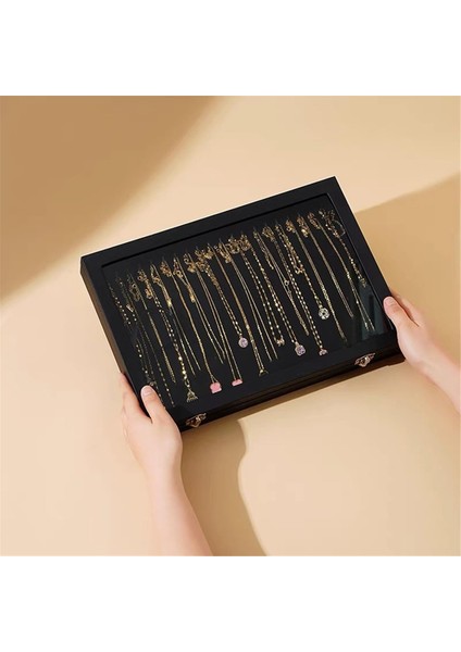 20 Kancalı Kolye Düzenleyici Kutusu Kolye Vitrin Kutusu Mücevher Tepsisi Şeffaf Kapaklı Kolye Saklama Tutucu (Yurt Dışından) modelleri