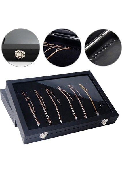 20 Kancalı Kolye Düzenleyici Kutusu Kolye Vitrin Kutusu Mücevher Tepsisi Şeffaf Kapaklı Kolye Saklama Tutucu (Yurt Dışından) indirimleri