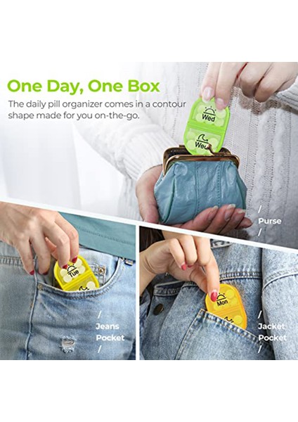 Günde 2 Defa Hap Kutusu, Haftalık Hap Organizatörü Am Pm ve Vitamin, ları Saklamak Için 7 Günlük Cep Çantası (Yurt Dışından) indirimleri