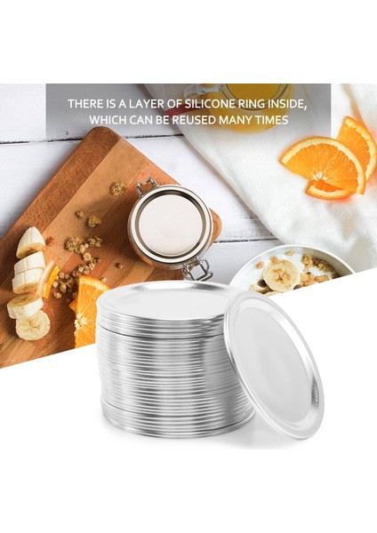 100 Adet Düzenli Ağız 70 mm Kavanoz Konserve Kapakları, Yeniden Kullanılabilir Sızdırmaz Bölünmüş Tip Gümüş Kapaklar Silikon Contalar Yüzükler (Yurt Dışından) indirimleri