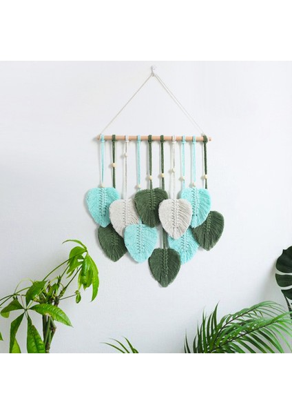 Makrome Duvara Asılan Yapraklar, Boho Makrome Duvar Dekoru, Duvara Asılan El Yapımı Dokuma Yapraklar Püsküllü Goblen, B (Yurt Dışından) indirimleri